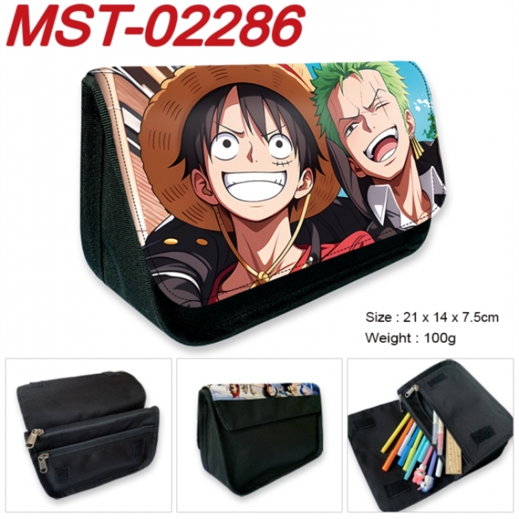 One Piece Anime Velcro canvas zipper pencil case Pencil Bag 21x14x7.5cm