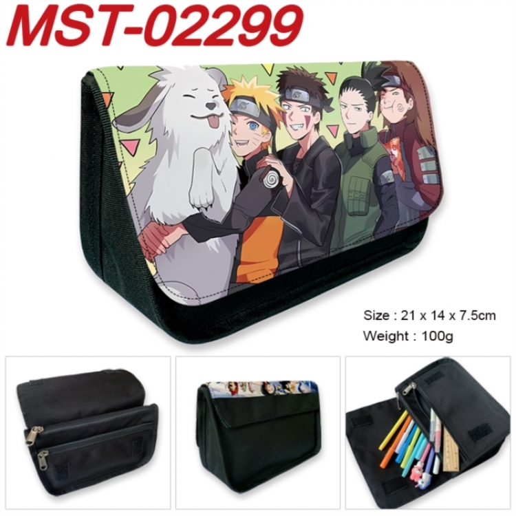 Naruto Anime Velcro canvas zipper pencil case Pencil Bag 21x14x7.5cm