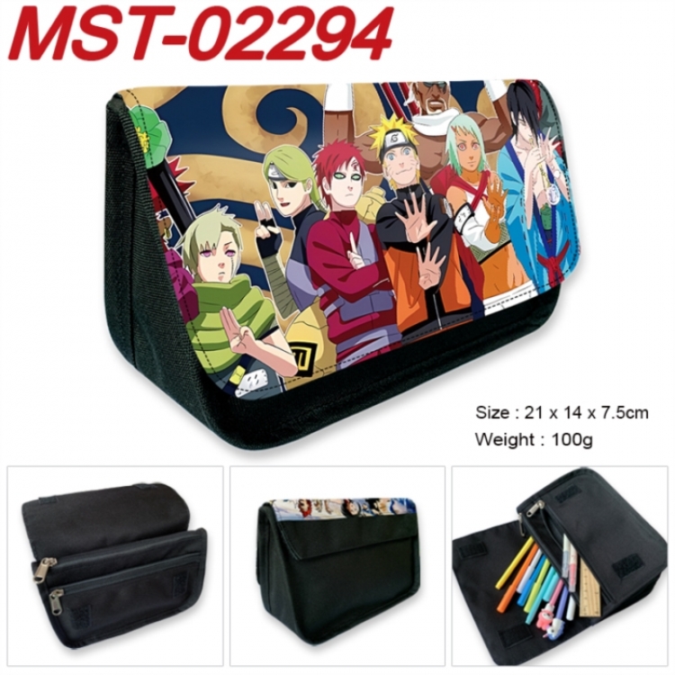 Naruto Anime Velcro canvas zipper pencil case Pencil Bag 21x14x7.5cm