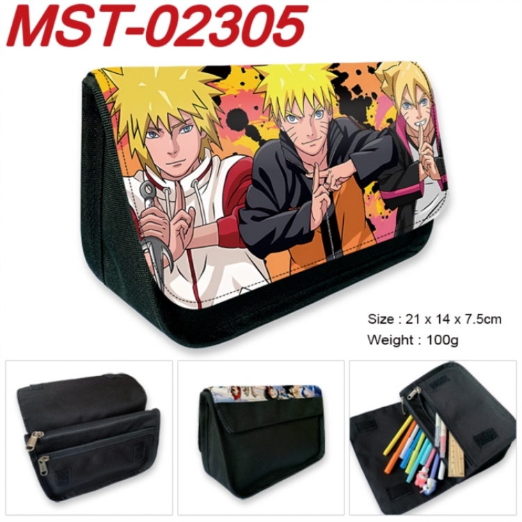 Naruto Anime Velcro canvas zipper pencil case Pencil Bag 21x14x7.5cm