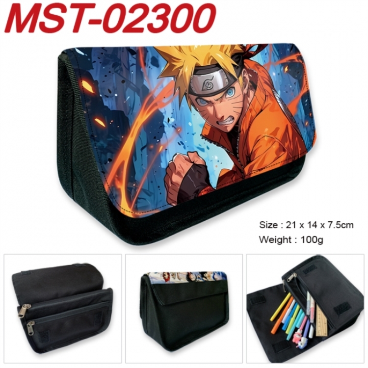 Naruto Anime Velcro canvas zipper pencil case Pencil Bag 21x14x7.5cm