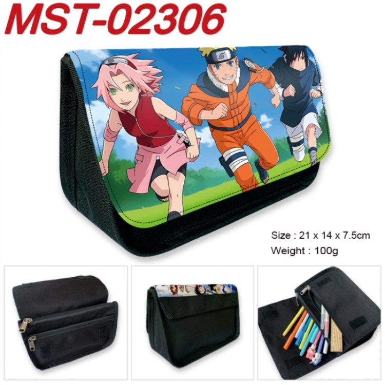 Naruto Anime Velcro canvas zipper pencil case Pencil Bag 21x14x7.5cm