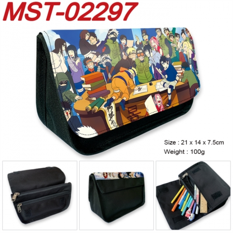 Naruto Anime Velcro canvas zipper pencil case Pencil Bag 21x14x7.5cm