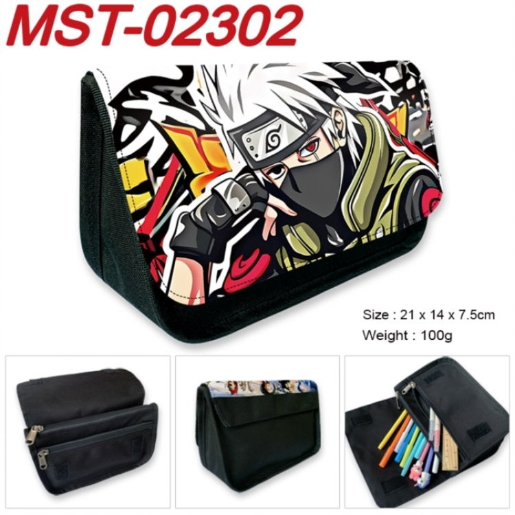 Naruto Anime Velcro canvas zipper pencil case Pencil Bag 21x14x7.5cm