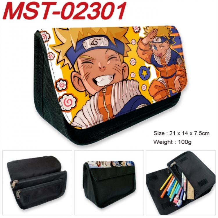 Naruto Anime Velcro canvas zipper pencil case Pencil Bag 21x14x7.5cm
