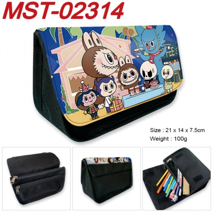 Labubu Anime Velcro canvas zipper pencil case Pencil Bag 21x14x7.5cm
