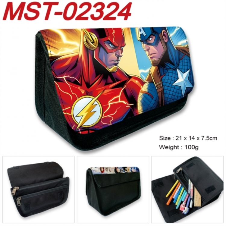 Marvel Anime Velcro canvas zipper pencil case Pencil Bag 21x14x7.5cm