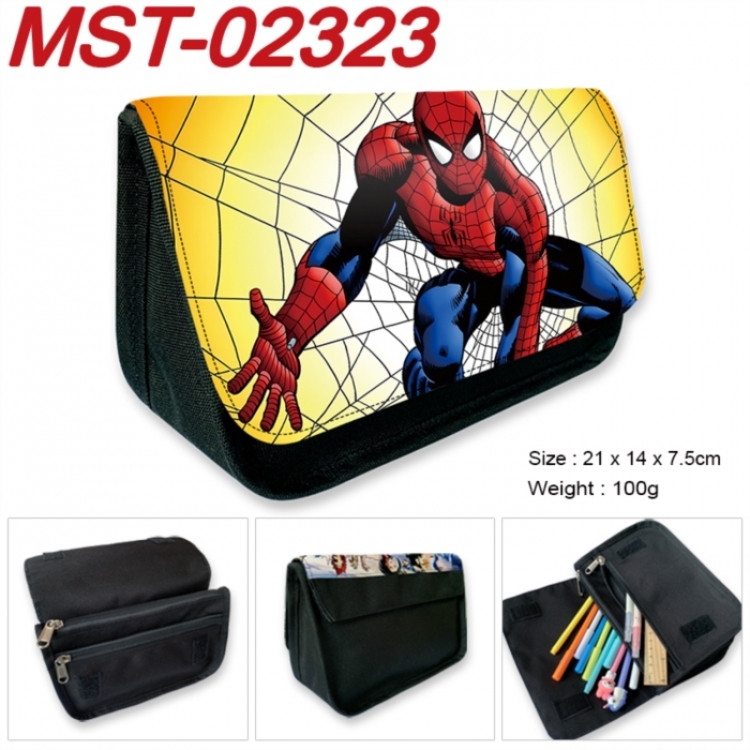 Marvel Anime Velcro canvas zipper pencil case Pencil Bag 21x14x7.5cm