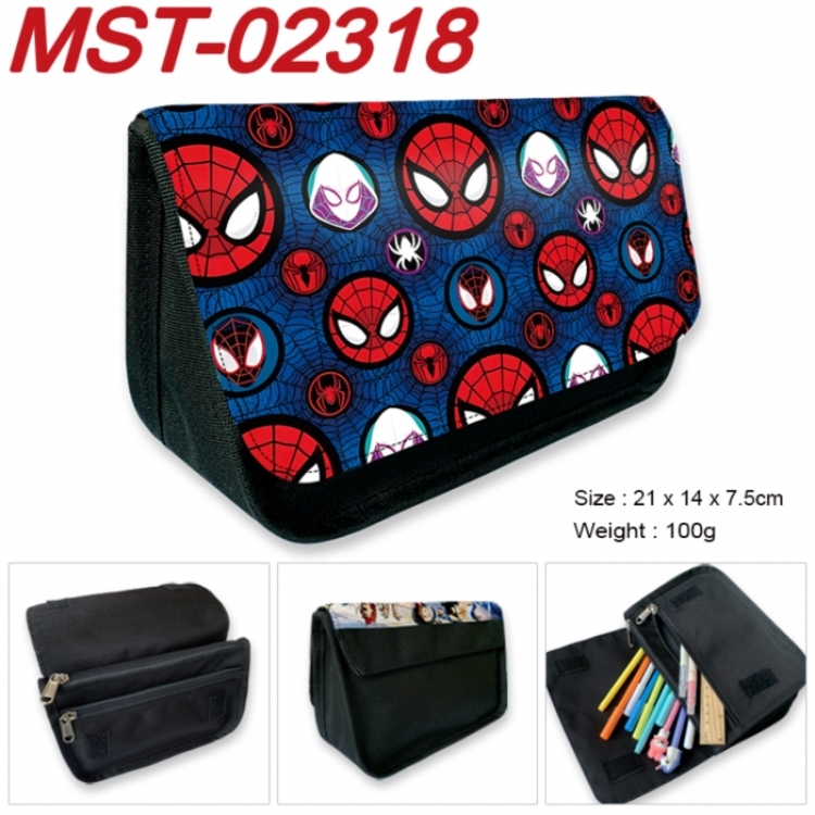 Marvel Anime Velcro canvas zipper pencil case Pencil Bag 21x14x7.5cm