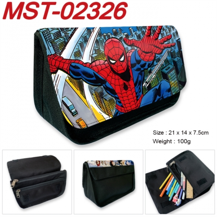 Marvel Anime Velcro canvas zipper pencil case Pencil Bag 21x14x7.5cm