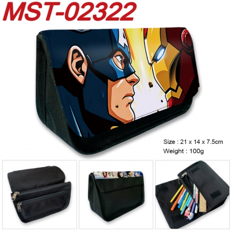 Marvel Anime Velcro canvas zipper pencil case Pencil Bag 21x14x7.5cm