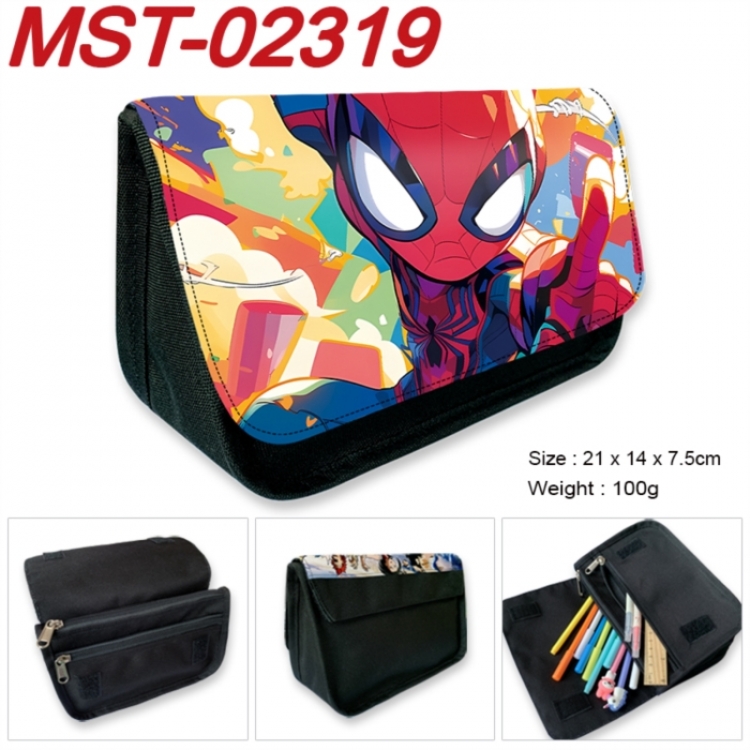 Marvel Anime Velcro canvas zipper pencil case Pencil Bag 21x14x7.5cm