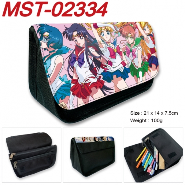 sailormoon Anime Velcro canvas zipper pencil case Pencil Bag 21x14x7.5cm