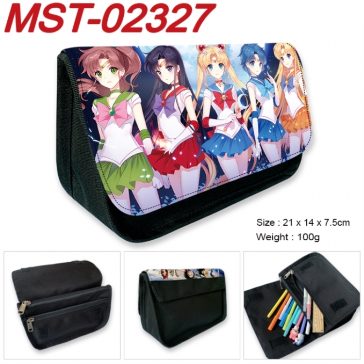 sailormoon Anime Velcro canvas zipper pencil case Pencil Bag 21x14x7.5cm