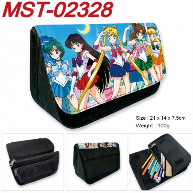 sailormoon Anime Velcro canvas zipper pencil case Pencil Bag 21x14x7.5cm
