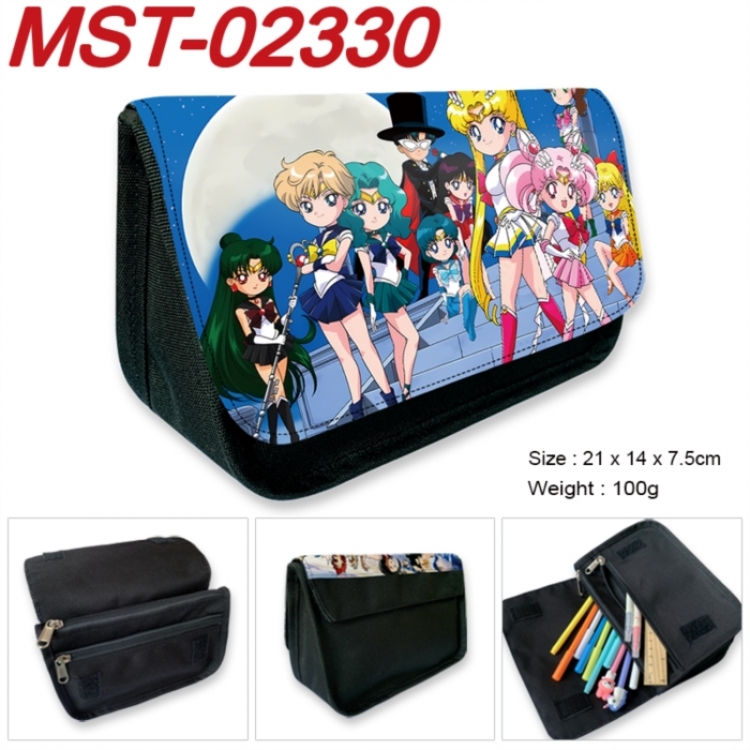 sailormoon Anime Velcro canvas zipper pencil case Pencil Bag 21x14x7.5cm