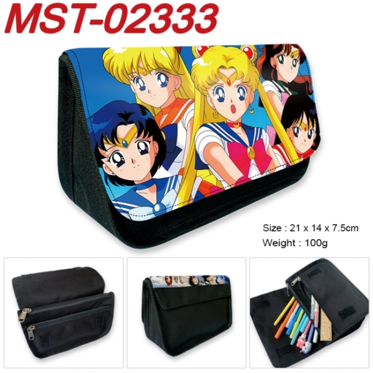 sailormoon Anime Velcro canvas zipper pencil case Pencil Bag 21x14x7.5cm
