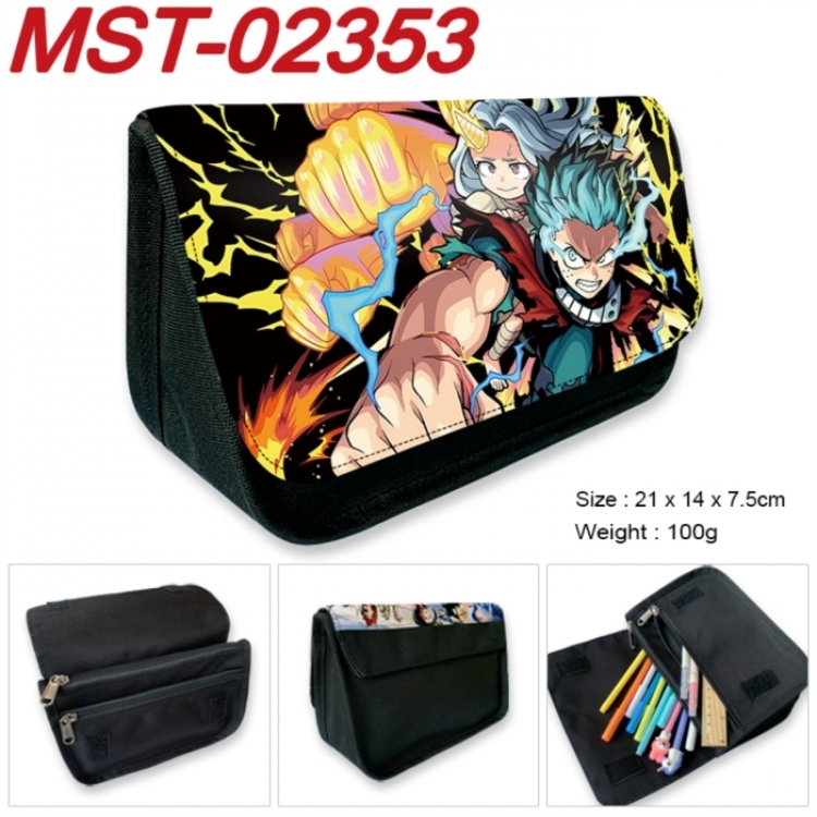 My Hero Academia Anime Velcro canvas zipper pencil case Pencil Bag 21x14x7.5cm