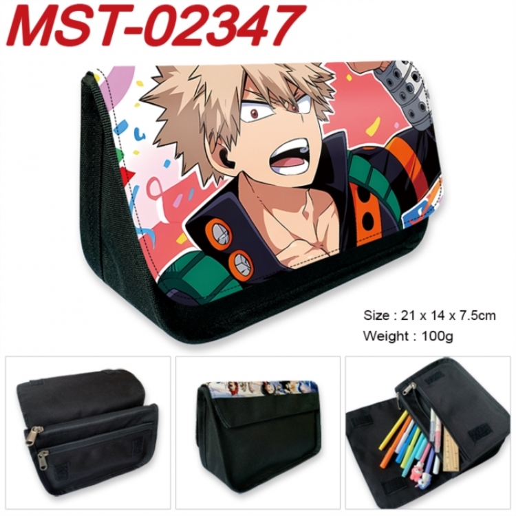 My Hero Academia Anime Velcro canvas zipper pencil case Pencil Bag 21x14x7.5cm