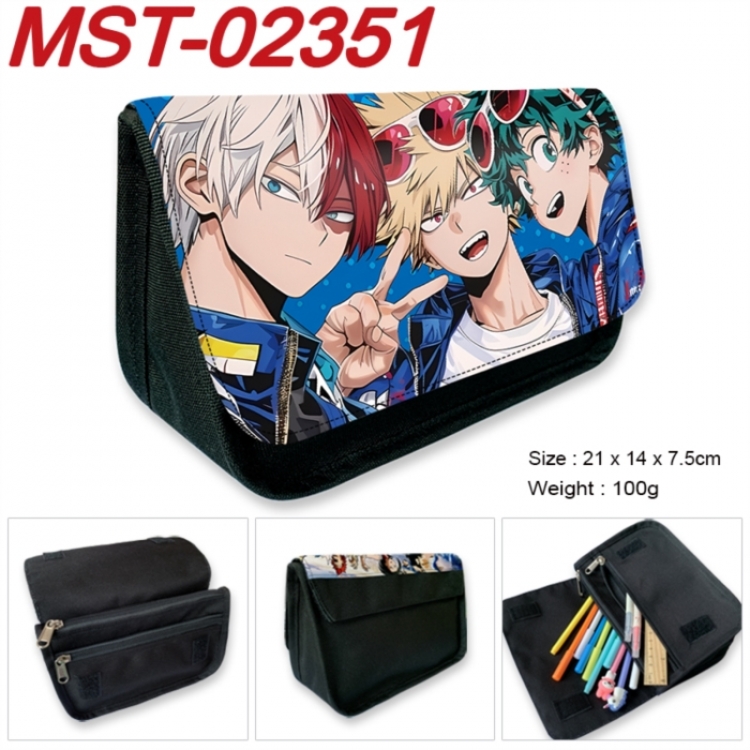 My Hero Academia Anime Velcro canvas zipper pencil case Pencil Bag 21x14x7.5cm