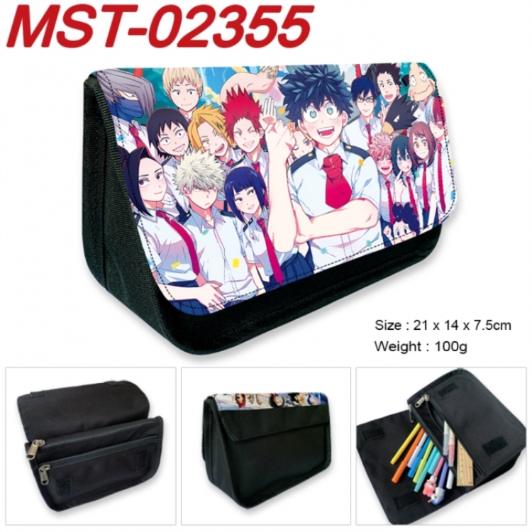 My Hero Academia Anime Velcro canvas zipper pencil case Pencil Bag 21x14x7.5cm
