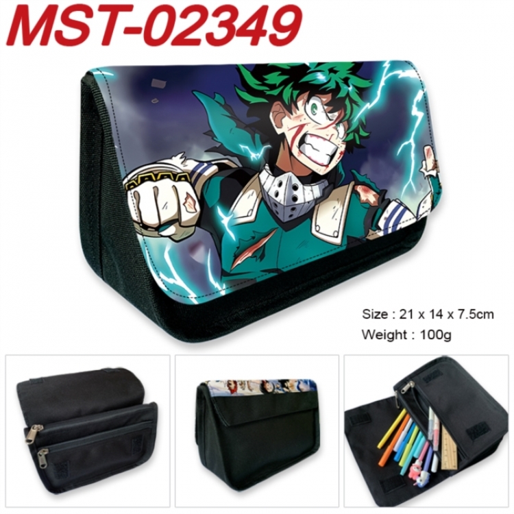 My Hero Academia Anime Velcro canvas zipper pencil case Pencil Bag 21x14x7.5cm