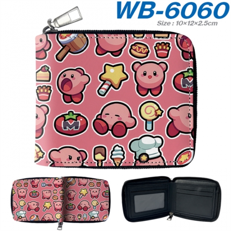Kirby Anime color short full zip folding wallet 10x12x2.5cm