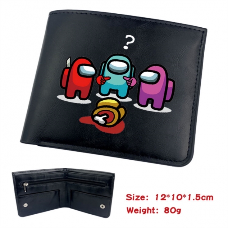 Among us Animation soft leather inner buckle black leather wallet 12X10X1.5CM