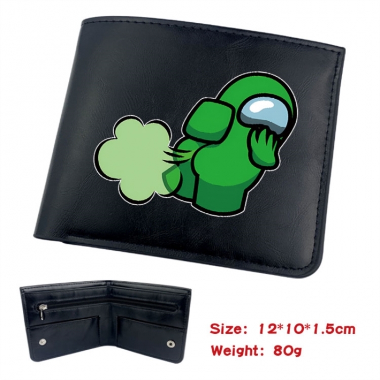 Among us Animation soft leather inner buckle black leather wallet 12X10X1.5CM