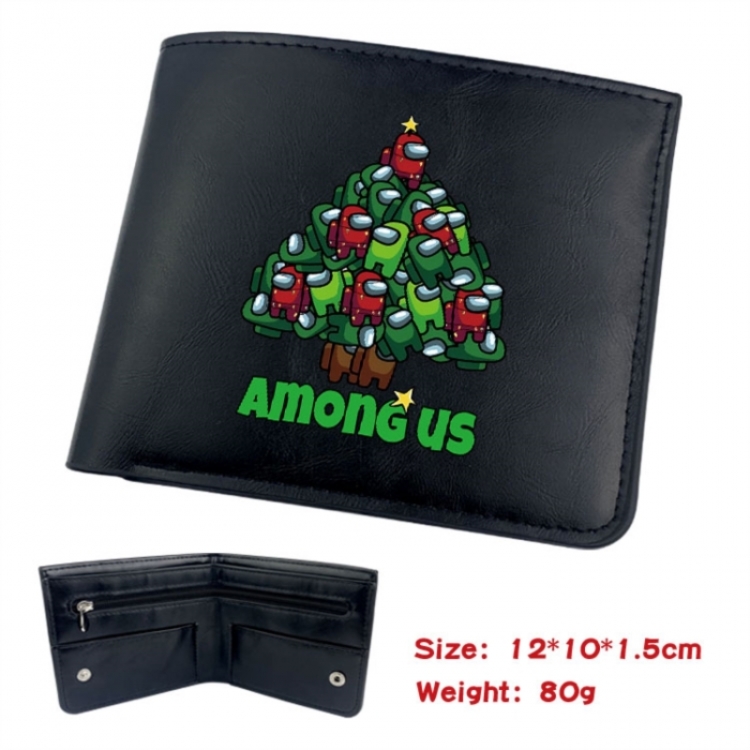 Among us Animation soft leather inner buckle black leather wallet 12X10X1.5CM