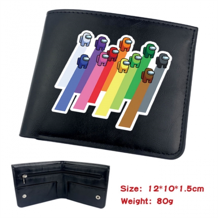 Among us Animation soft leather inner buckle black leather wallet 12X10X1.5CM