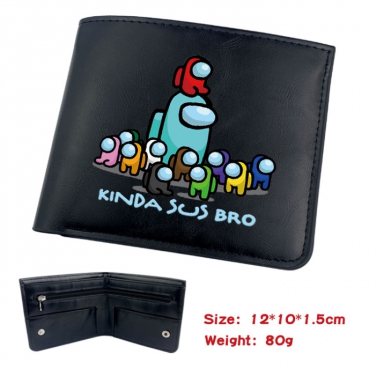 Among us Animation soft leather inner buckle black leather wallet 12X10X1.5CM