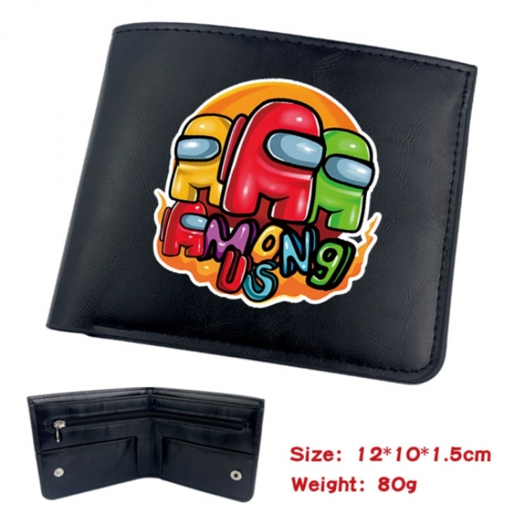 Among us Animation soft leather inner buckle black leather wallet 12X10X1.5CM