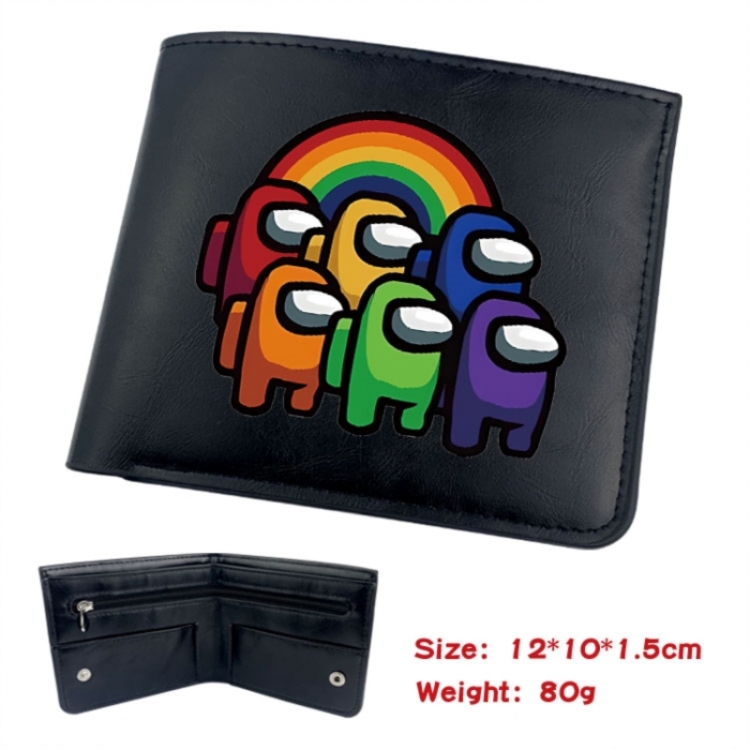 Among us Animation soft leather inner buckle black leather wallet 12X10X1.5CM
