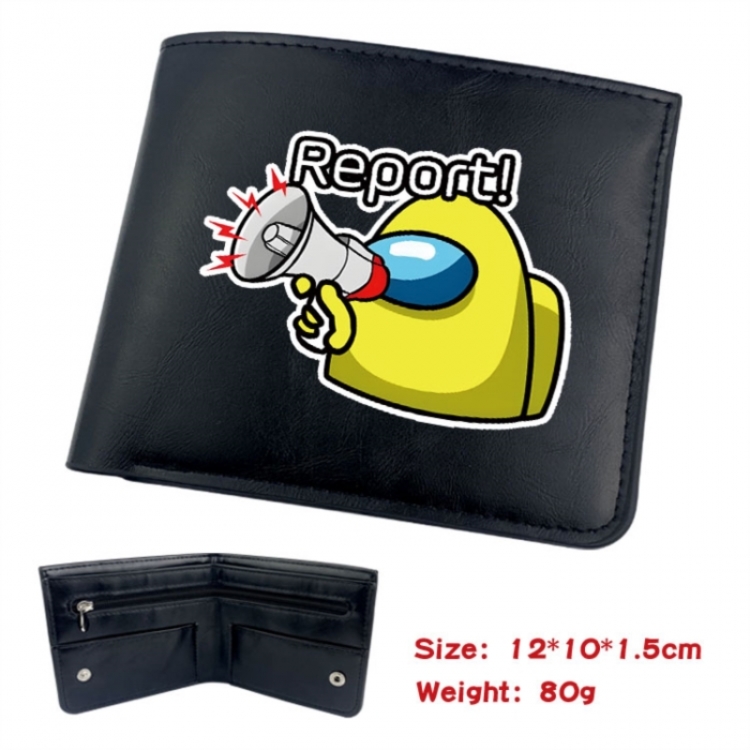 Among us Animation soft leather inner buckle black leather wallet 12X10X1.5CM