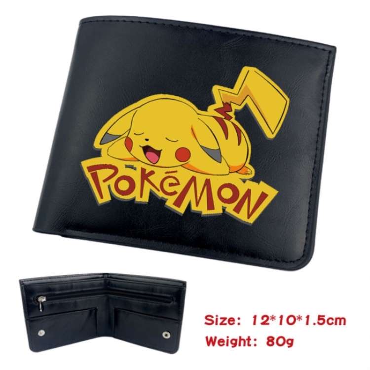 Pokemon Animation soft leather inner buckle black leather wallet 12X10X1.5CM