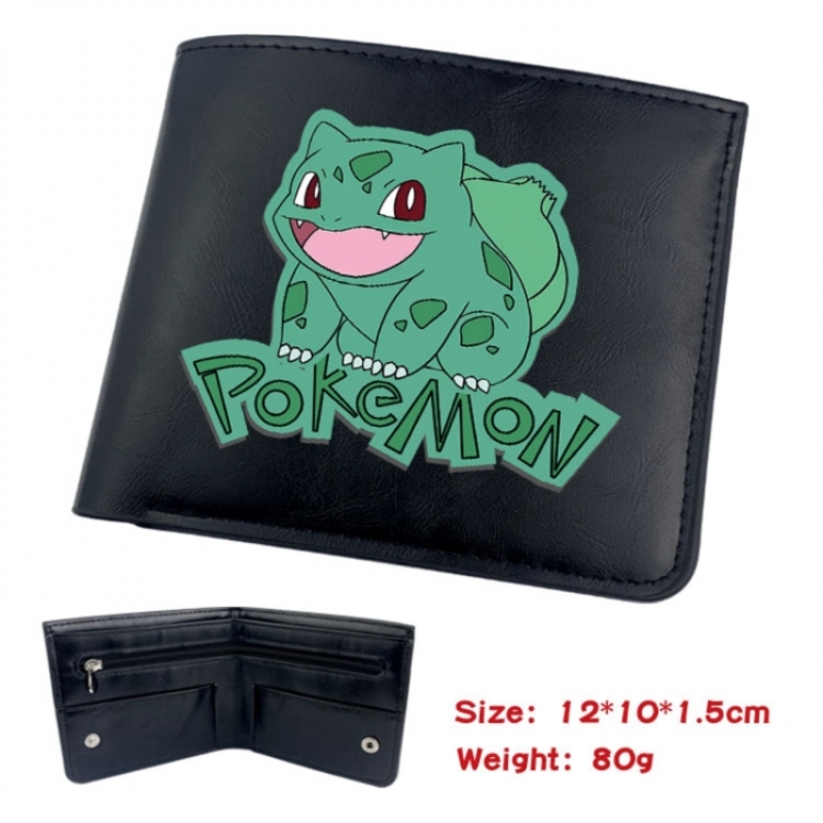 Pokemon Animation soft leather inner buckle black leather wallet 12X10X1.5CM