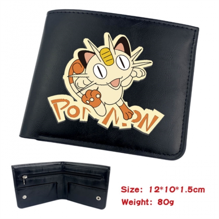Pokemon Animation soft leather inner buckle black leather wallet 12X10X1.5CM