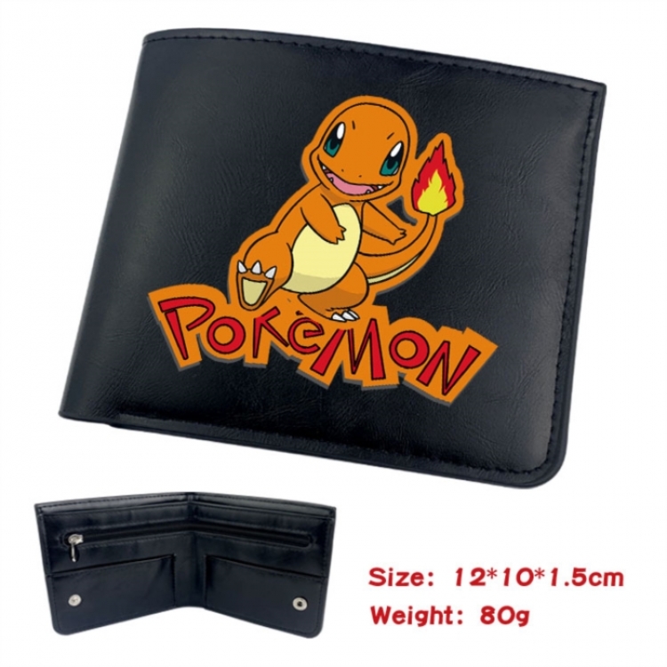 Pokemon Animation soft leather inner buckle black leather wallet 12X10X1.5CM