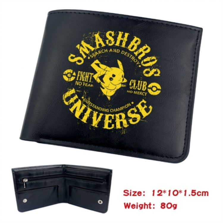 Pokemon Animation soft leather inner buckle black leather wallet 12X10X1.5CM