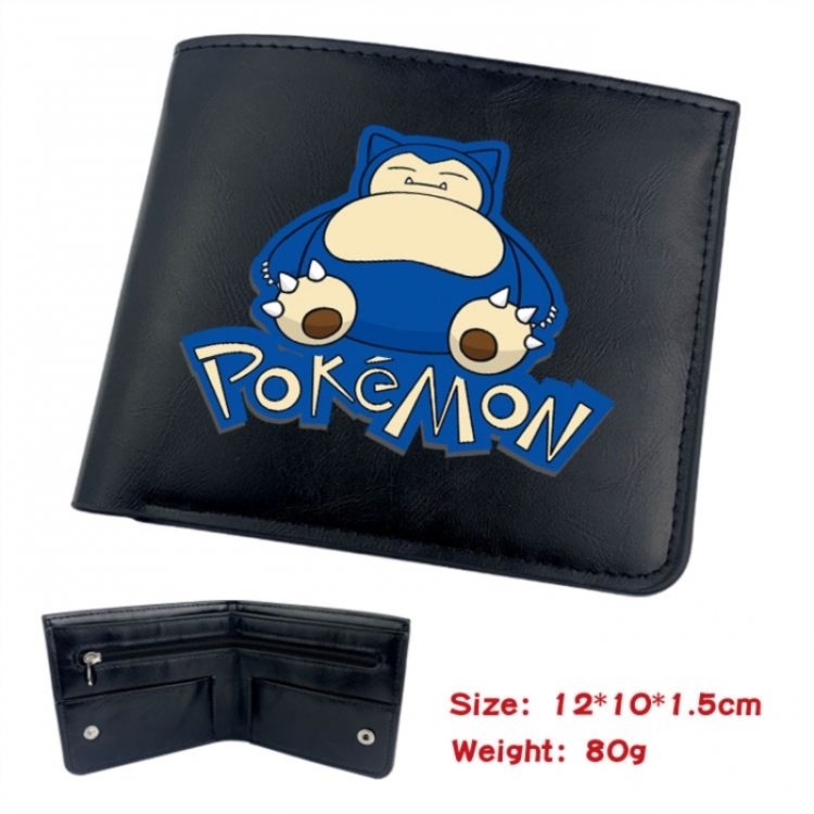 Pokemon Animation soft leather inner buckle black leather wallet 12X10X1.5CM