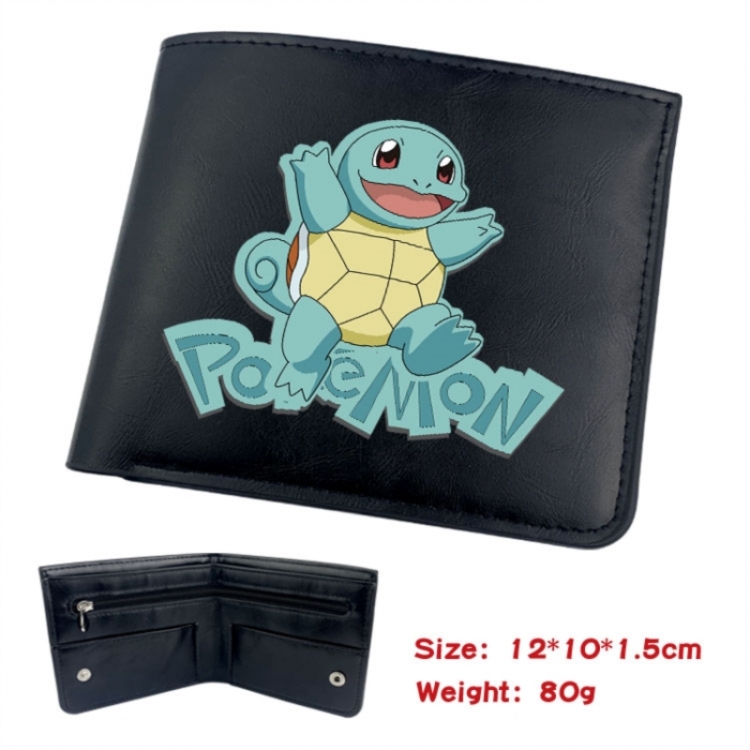 Pokemon Animation soft leather inner buckle black leather wallet 12X10X1.5CM