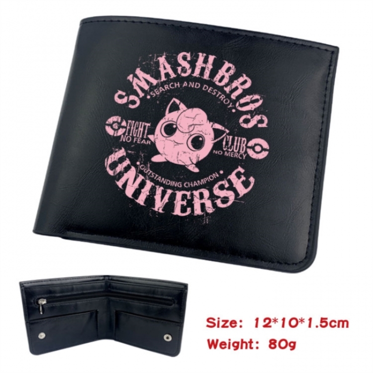 Pokemon Animation soft leather inner buckle black leather wallet 12X10X1.5CM