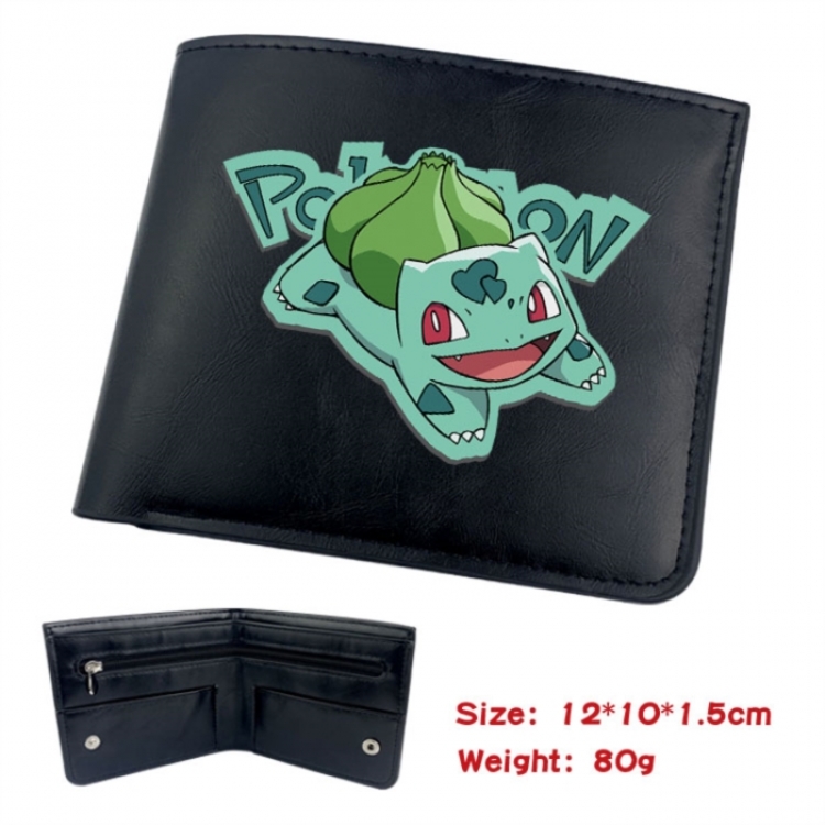 Pokemon Animation soft leather inner buckle black leather wallet 12X10X1.5CM