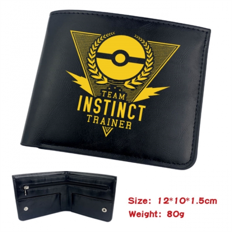 Pokemon Animation soft leather inner buckle black leather wallet 12X10X1.5CM