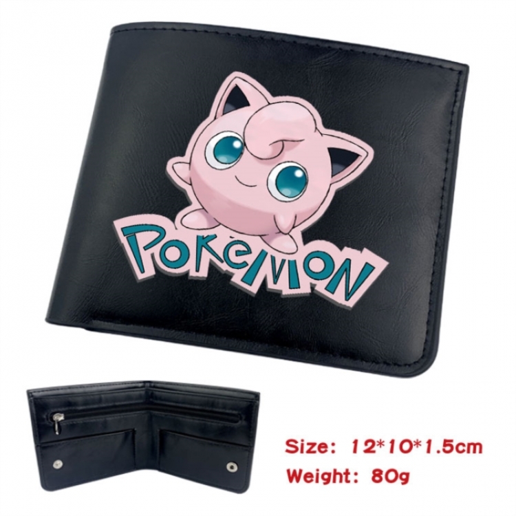Pokemon Animation soft leather inner buckle black leather wallet 12X10X1.5CM