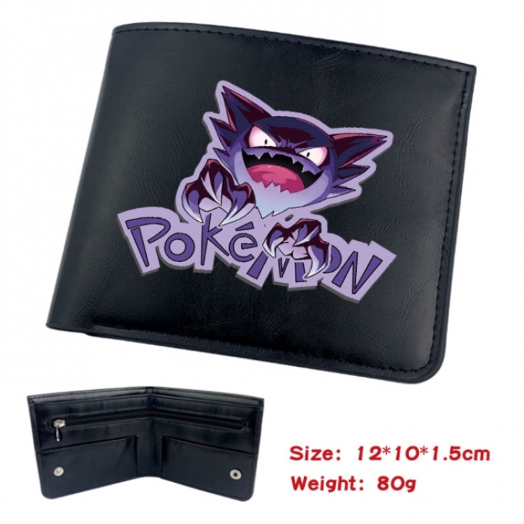 Pokemon Animation soft leather inner buckle black leather wallet 12X10X1.5CM