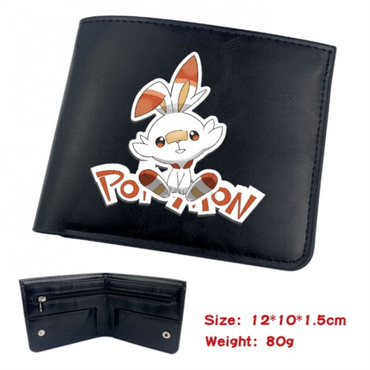 Pokemon Animation soft leather inner buckle black leather wallet 12X10X1.5CM