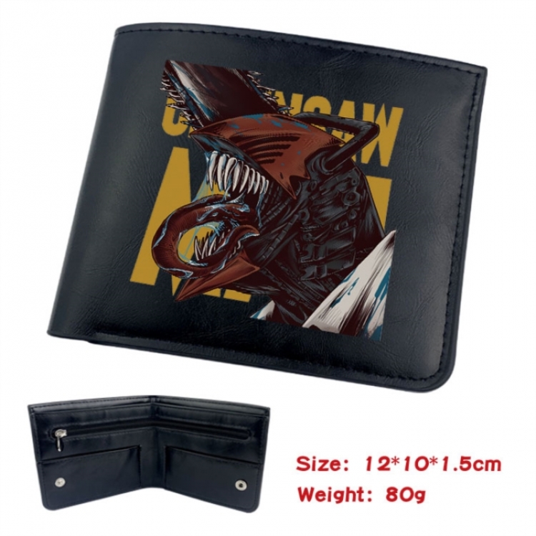 Chainsaw man Animation soft leather inner buckle black leather wallet 12X10X1.5CM