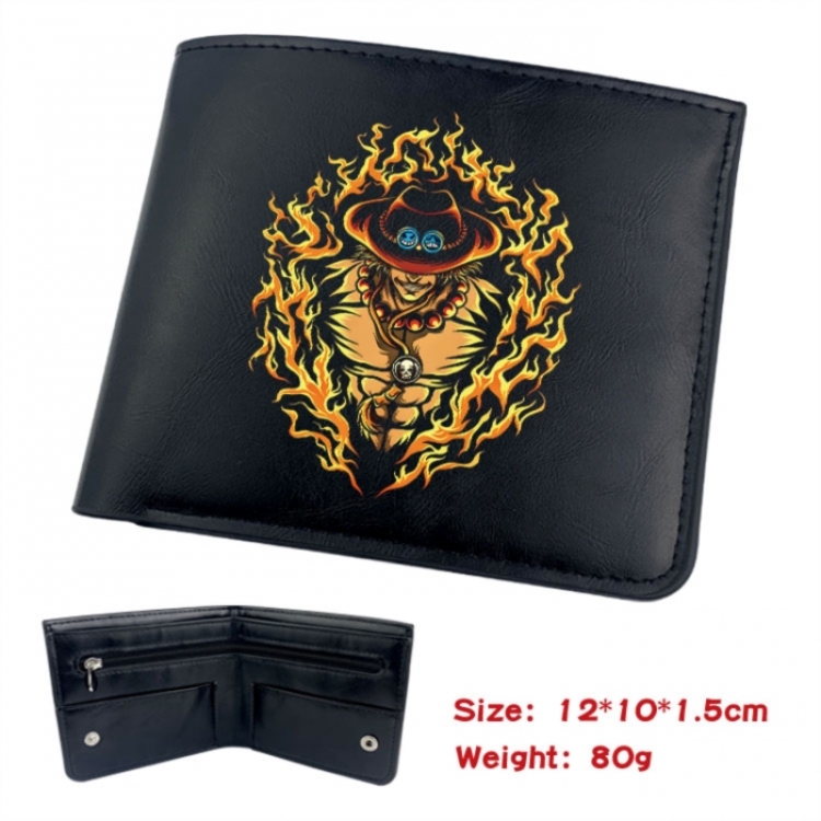 One Piece Animation soft leather inner buckle black leather wallet 12X10X1.5CM